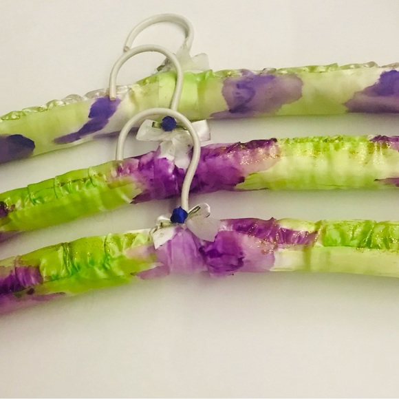 New Three Satin Hangers Hand Painted by Artist
